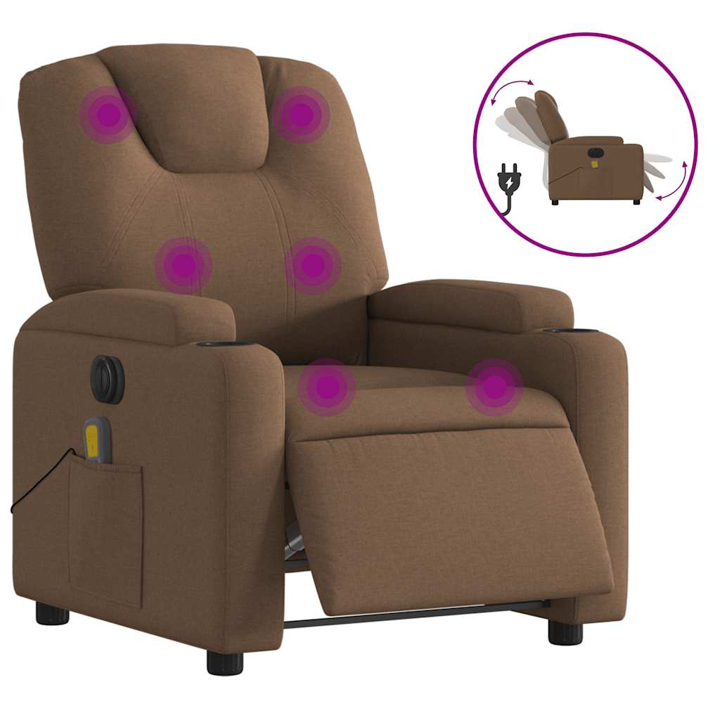 Vidaxl massagestoel elektrisch verstelbaar stof bruin