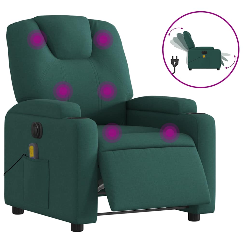 Vidaxl massagestoel elektrisch verstelbaar stof donkergroen