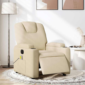 Vidaxl massagestoel elektrisch verstelbaar stof crèmekleurig