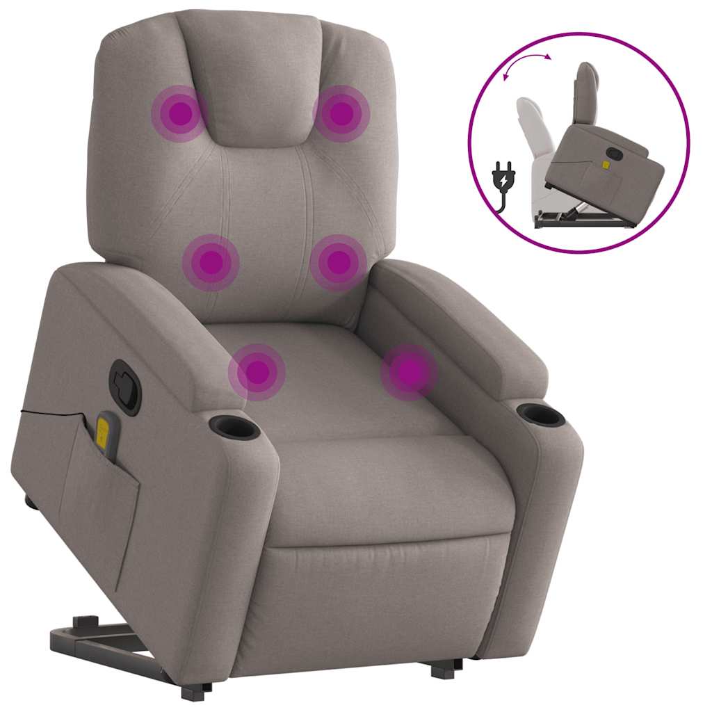 Vidaxl sta-op-massagestoel verstelbaar stof taupe