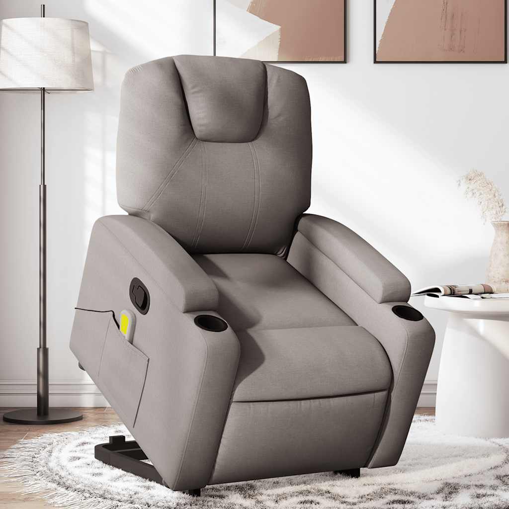 Vidaxl sta-op-massagestoel verstelbaar stof taupe