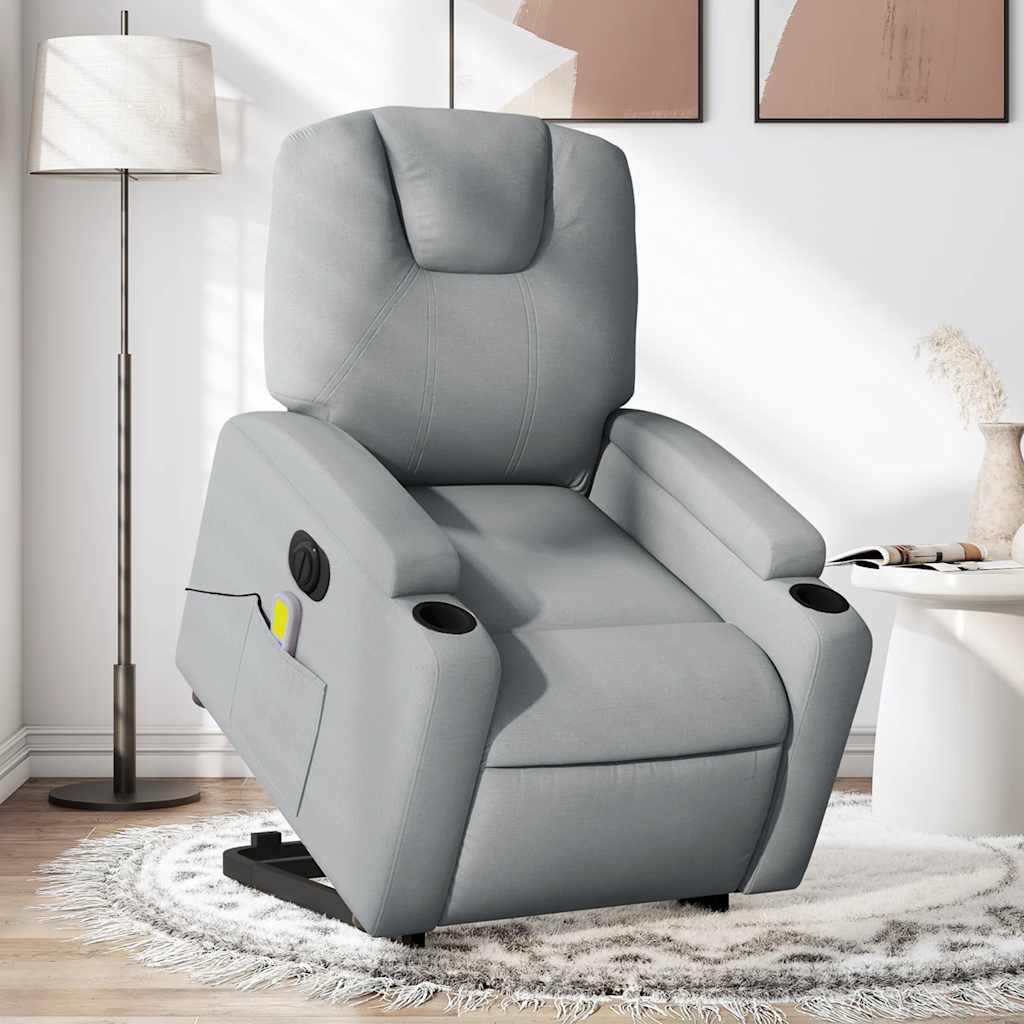 Vidaxl sta-op-massagestoel elektrisch verstelbaar stof lichtgrijs