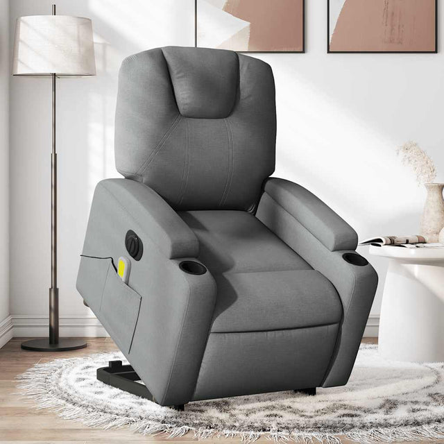 Vidaxl sta-op-massagestoel elektrisch verstelbaar stof donkergrijs