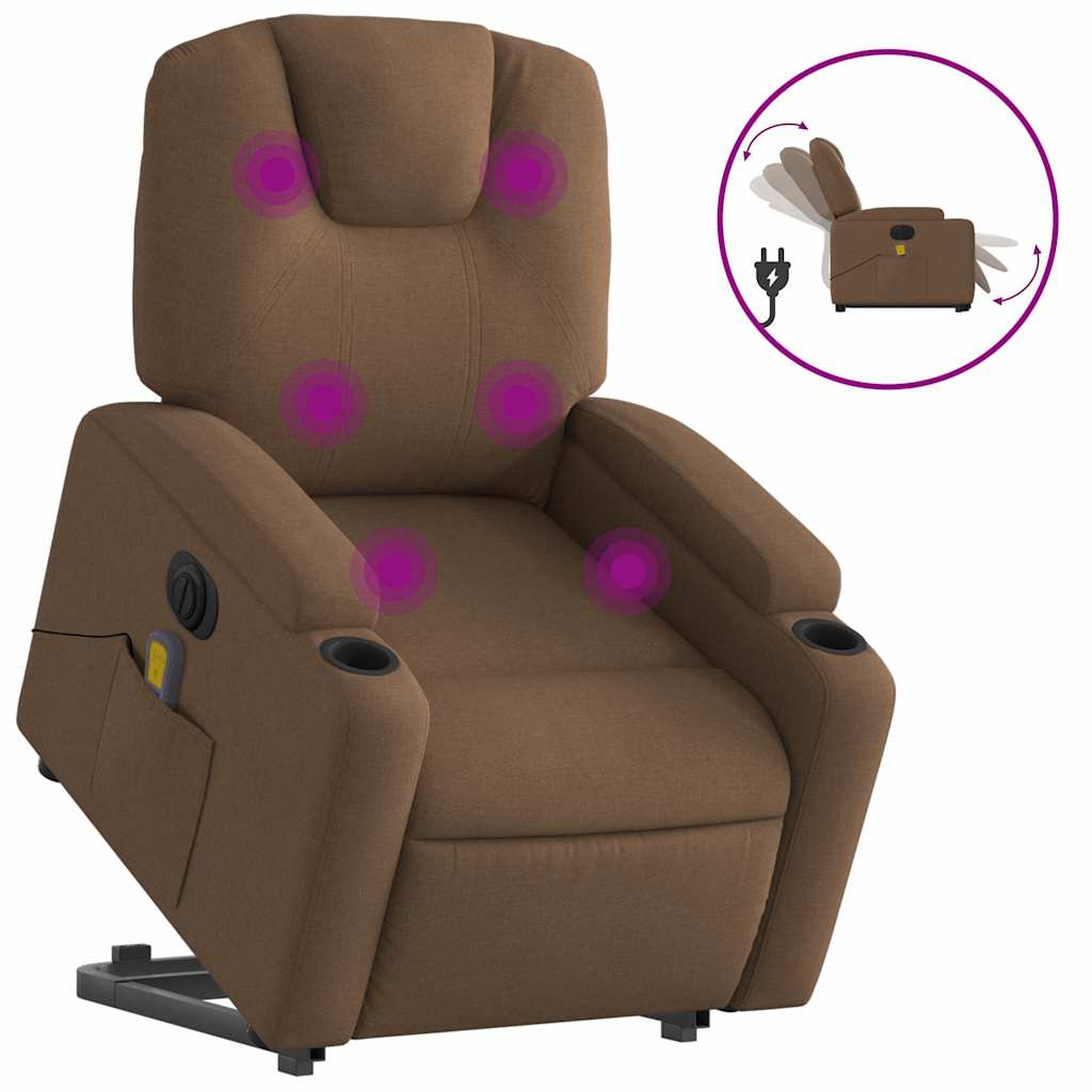 Vidaxl sta-op-massagestoel elektrisch verstelbaar stof bruin
