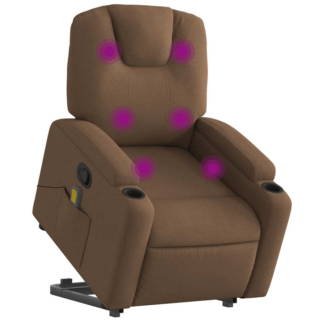 Vidaxl sta-op-massagestoel elektrisch verstelbaar stof bruin