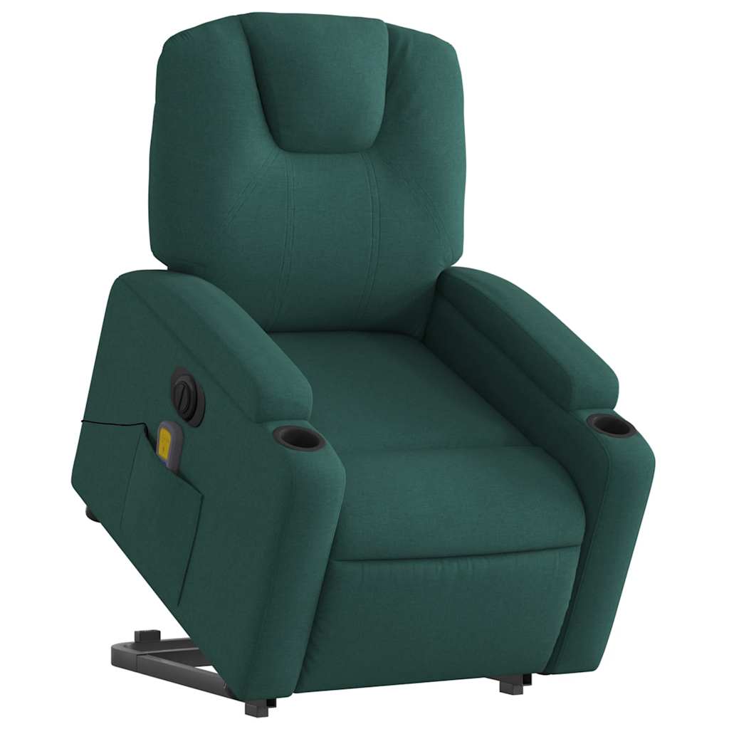 Vidaxl sta-op-massagestoel elektrisch verstelbaar stof donkergroen