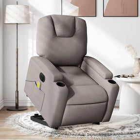 Vidaxl sta-op-massagestoel elektrisch verstelbaar stof taupe