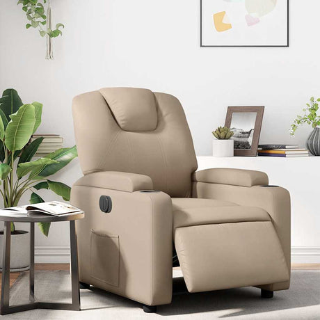 Vidaxl fauteuil verstelbaar elektrisch kunstleer cappuccinokleurig