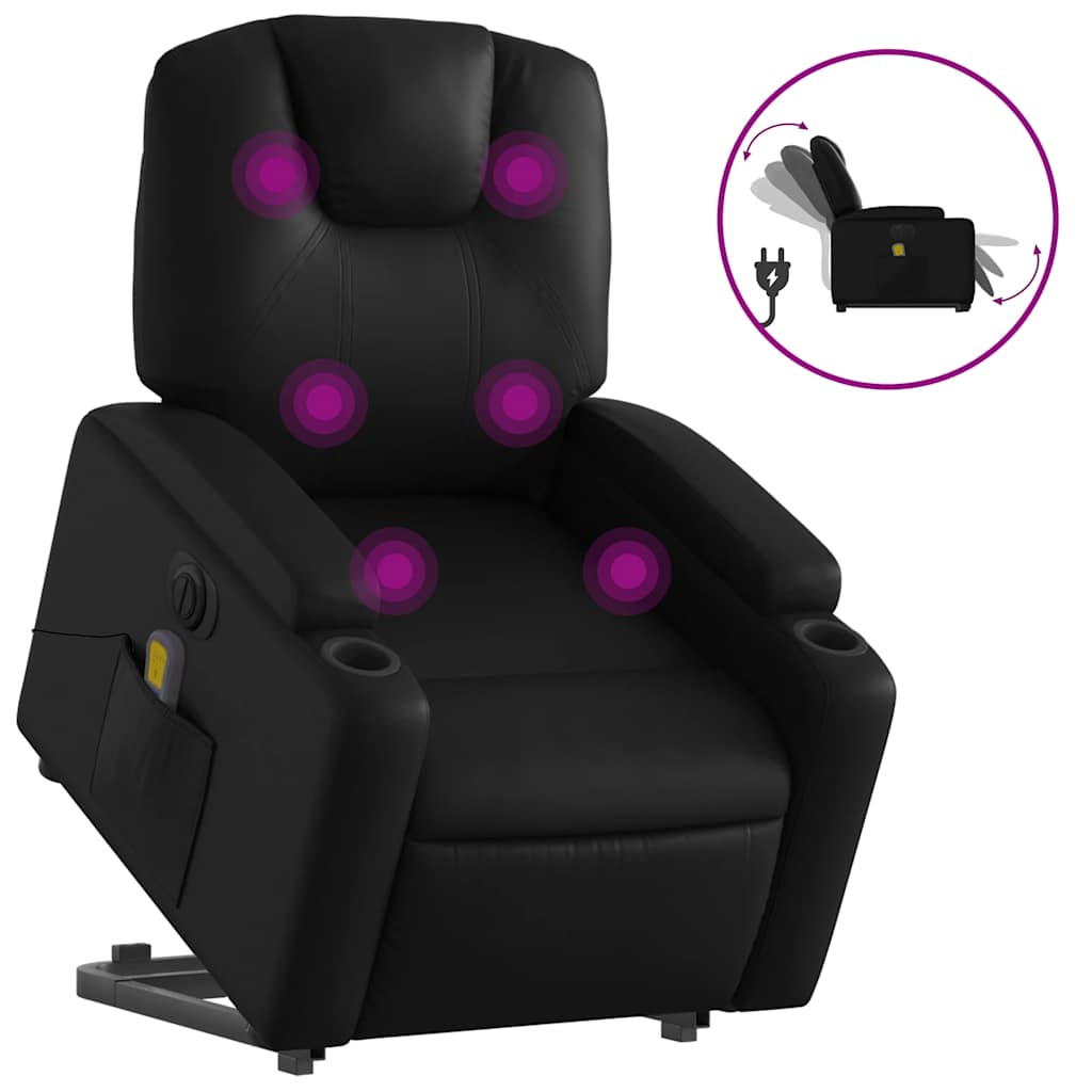 Vidaxl sta-op-massagestoel elektrisch kunstleer zwart