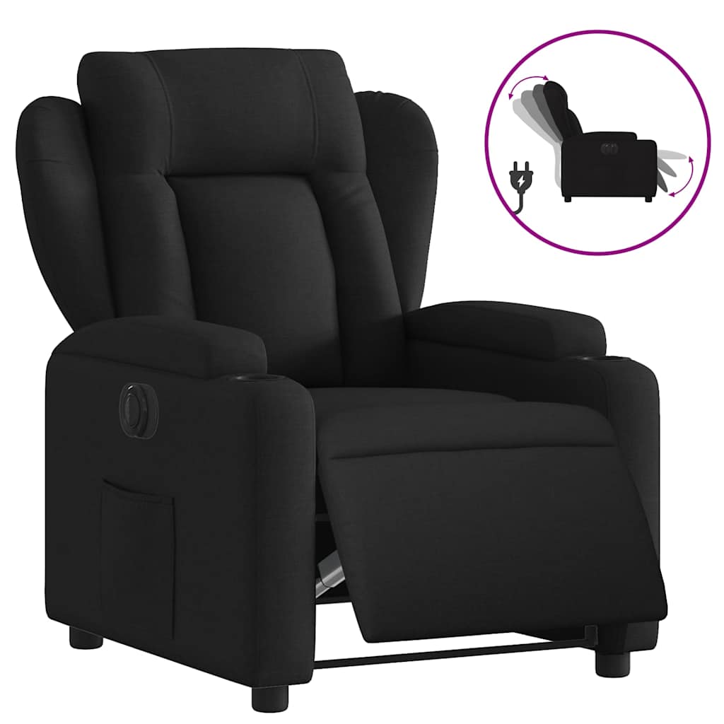 Vidaxl fauteuil verstelbaar elektrisch stof zwart