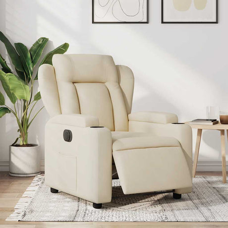 Vidaxl fauteuil verstelbaar elektrisch stof crèmekleurig