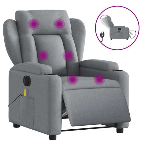Vidaxl massagestoel elektrisch verstelbaar stof lichtgrijs