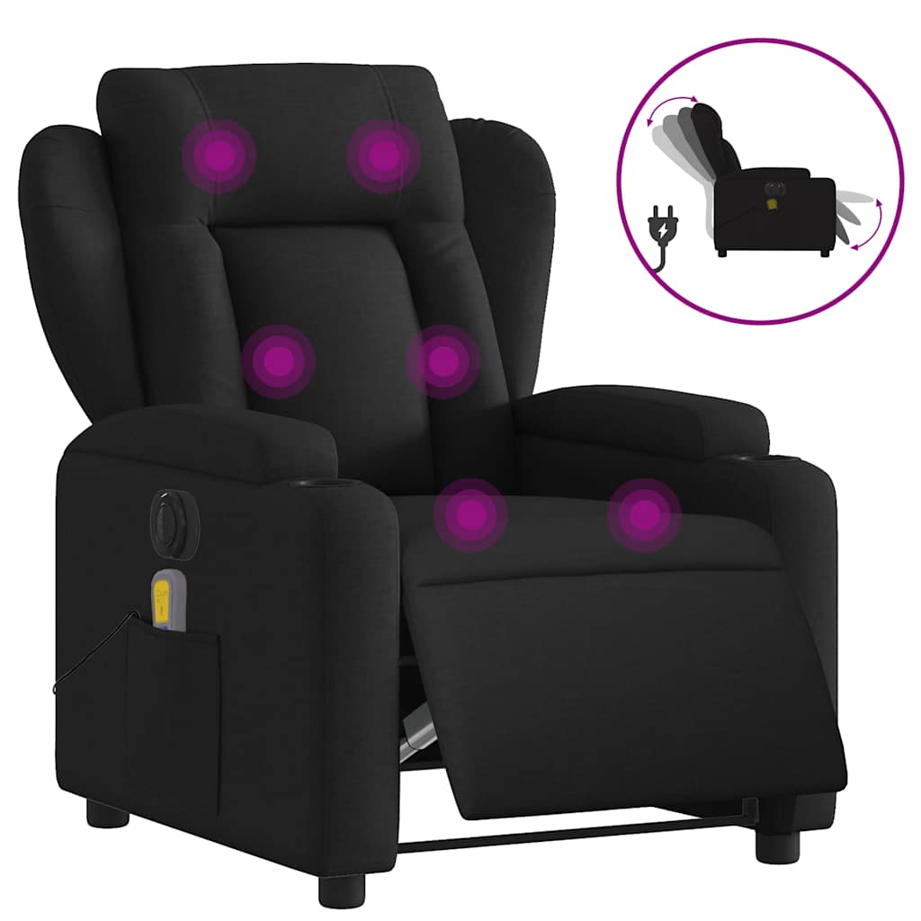 Vidaxl massagestoel elektrisch verstelbaar stof zwart