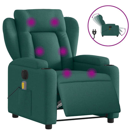 Vidaxl massagestoel elektrisch verstelbaar stof donkergroen