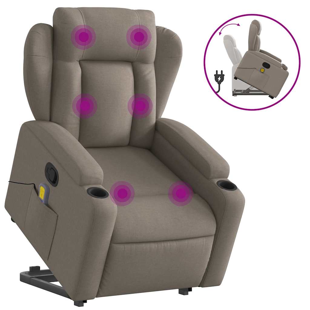 Vidaxl sta-op-massagestoel verstelbaar stof taupe