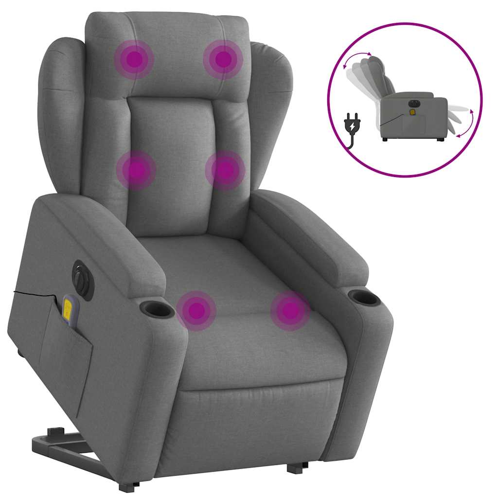 Vidaxl sta-op-massagestoel elektrisch verstelbaar stof donkergrijs