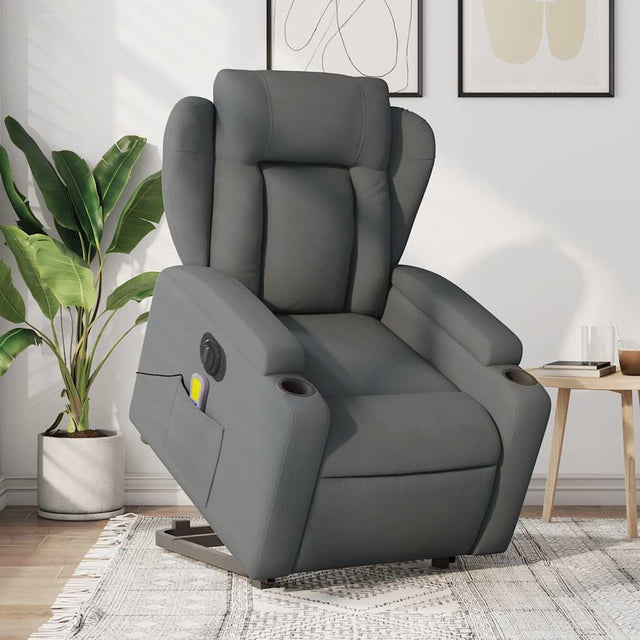 Vidaxl sta-op-massagestoel elektrisch verstelbaar stof donkergrijs