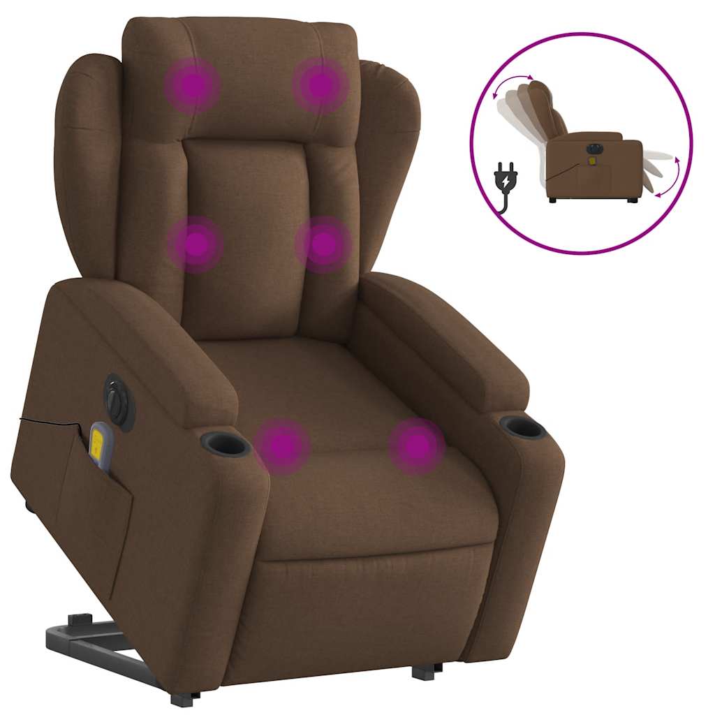 Vidaxl sta-op-massagestoel elektrisch verstelbaar stof bruin