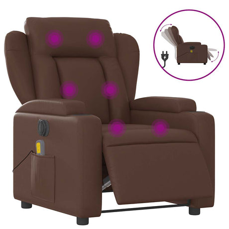 Vidaxl massagestoel verstelbaar elektrisch kunstleer bruin