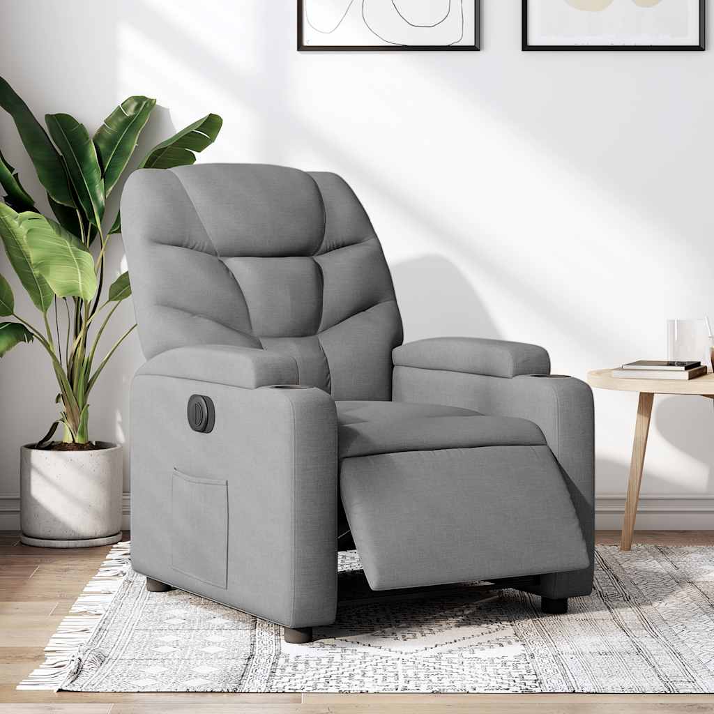 Vidaxl fauteuil elektrisch verstelbaar stof lichtgrijs