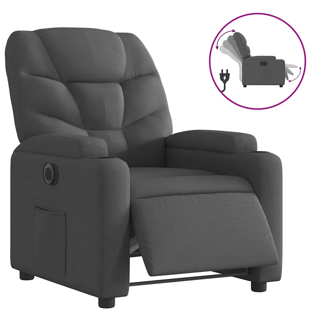 Vidaxl fauteuil elektrisch verstelbaar stof donkergrijs