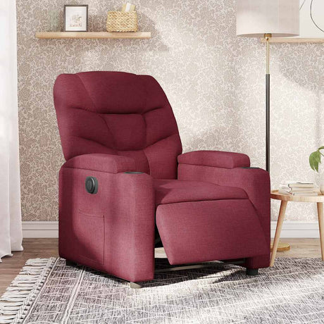 Vidaxl fauteuil verstelbaar elektrisch stof wijnrood