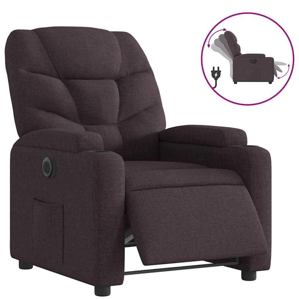 Vidaxl fauteuil verstelbaar elektrisch stof donkerbruin
