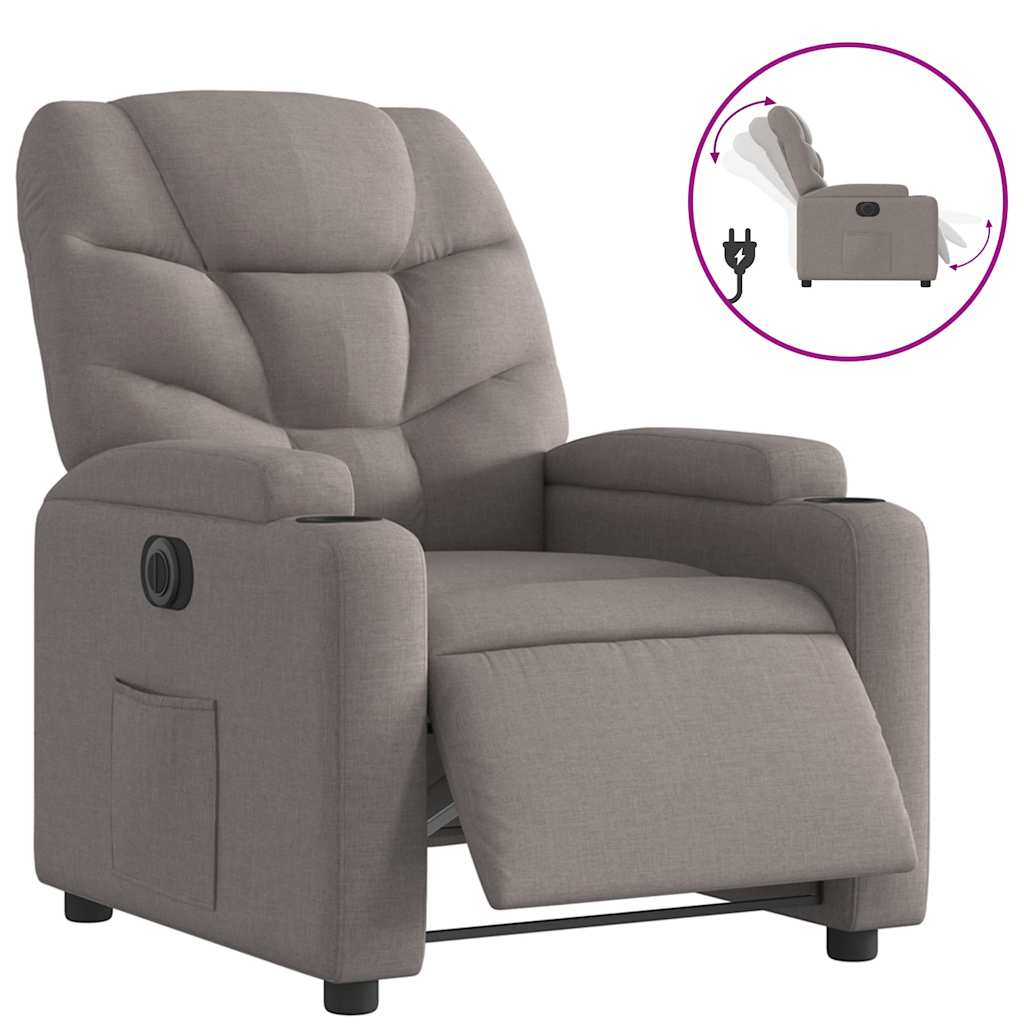 Vidaxl fauteuil verstelbaar elektrisch stof taupe