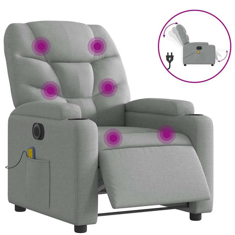 Vidaxl massagestoel elektrisch verstelbaar stof lichtgrijs