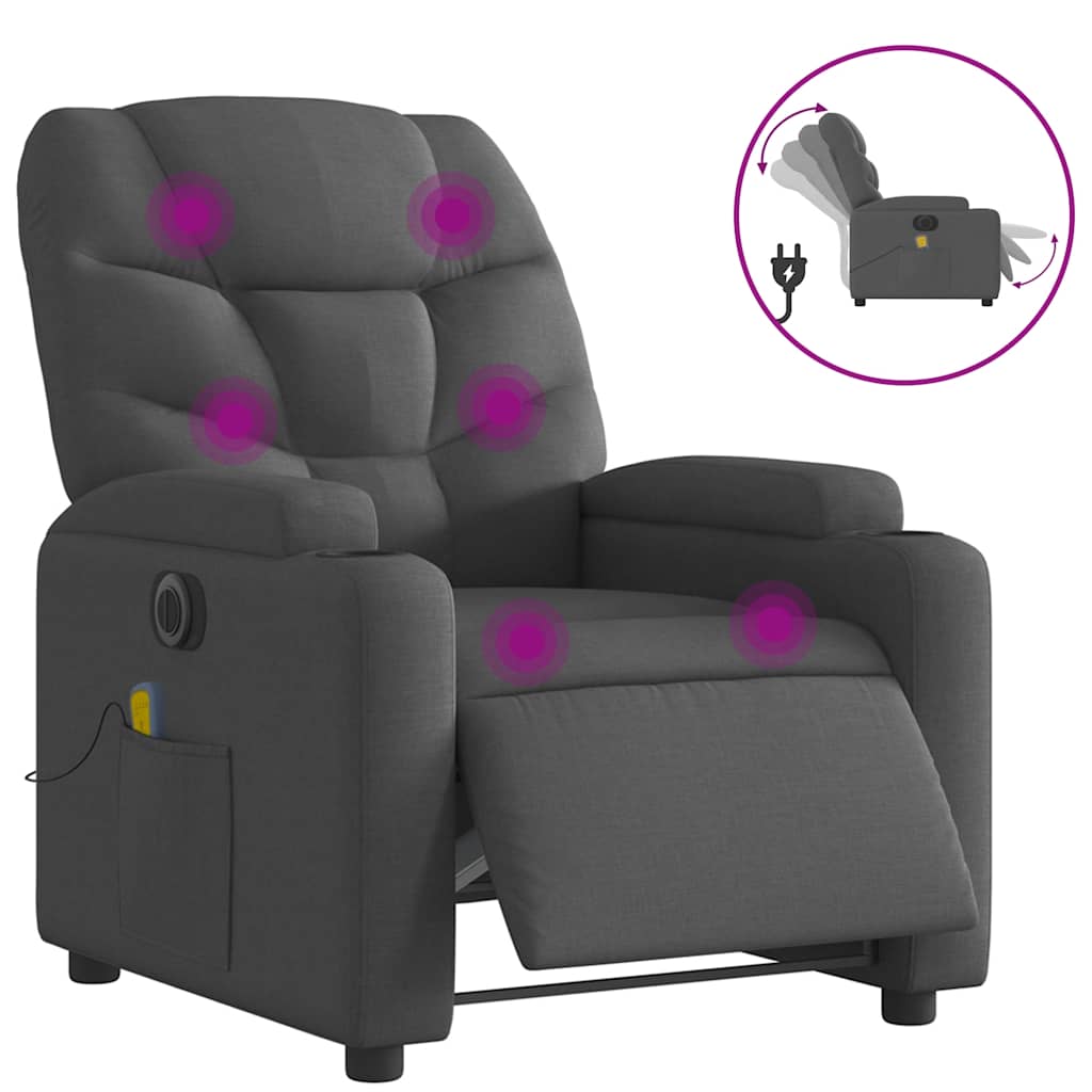 Vidaxl massagestoel elektrisch verstelbaar stof donkergrijs