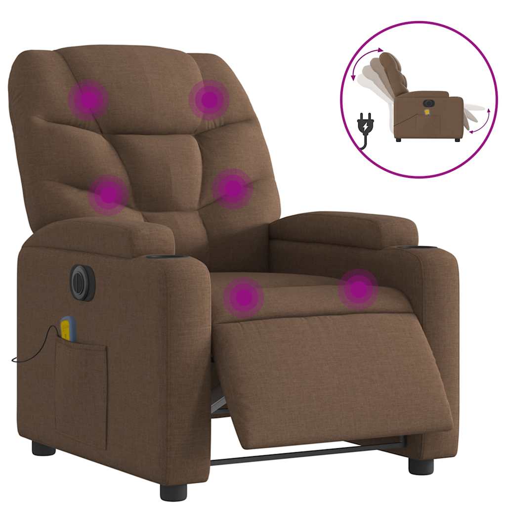 Vidaxl massagestoel elektrisch verstelbaar stof bruin