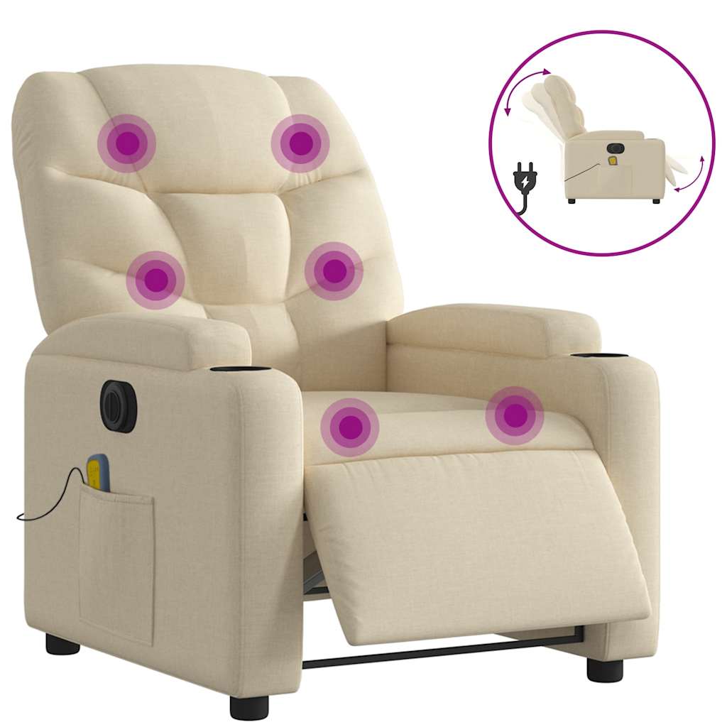 Vidaxl massagestoel elektrisch verstelbaar stof crèmekleurig