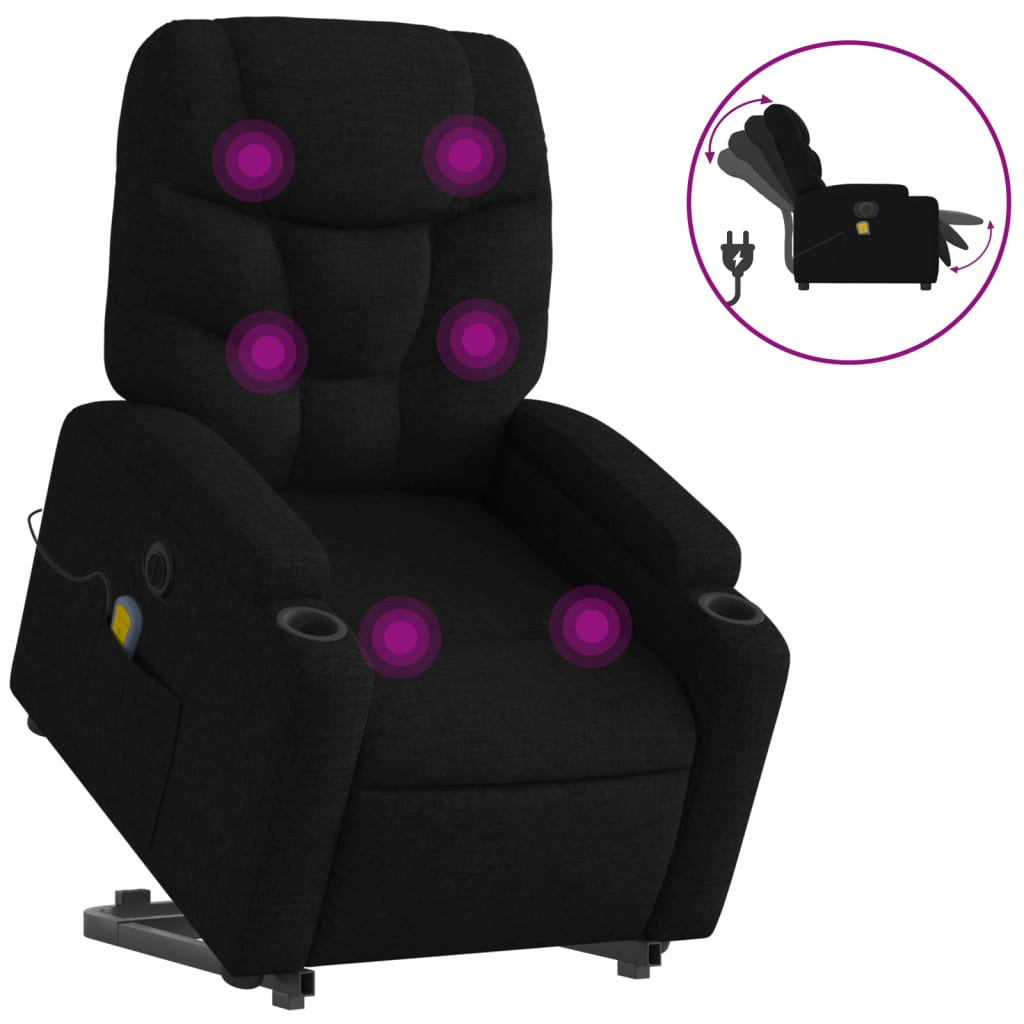 Vidaxl sta-op-massagestoel elektrisch verstelbaar stof zwart