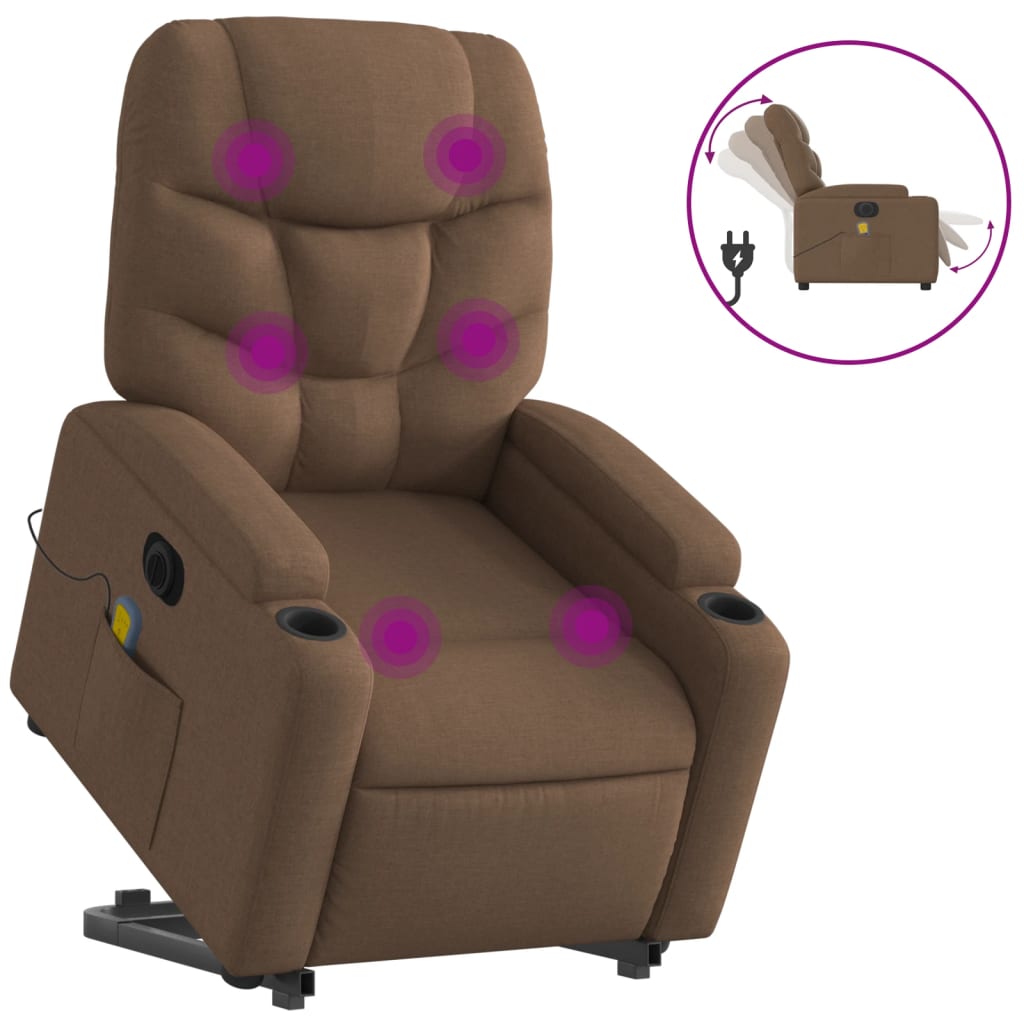 Vidaxl sta-op-massagestoel elektrisch verstelbaar stof bruin
