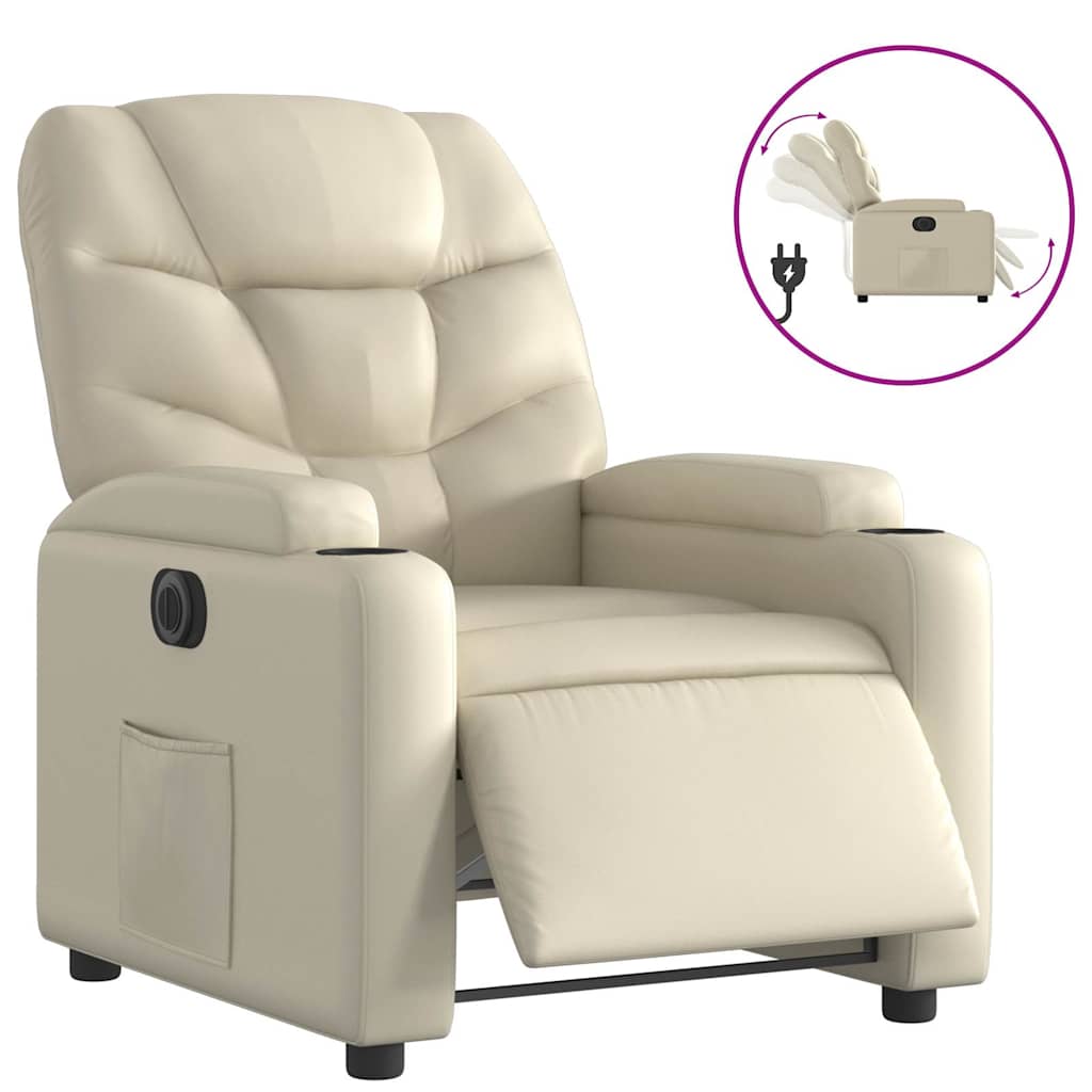 Vidaxl fauteuil elektrisch verstelbaar kunstleer crèmekleurig