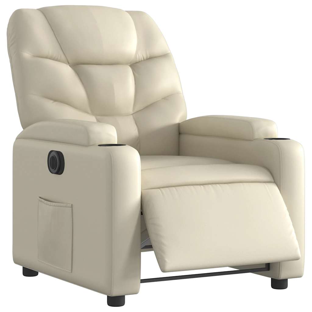 Vidaxl fauteuil elektrisch verstelbaar kunstleer crèmekleurig