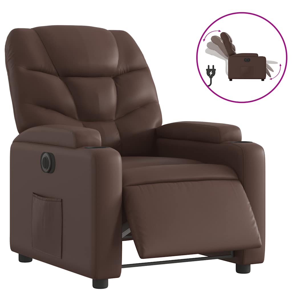Vidaxl fauteuil verstelbaar elektrisch kunstleer bruin