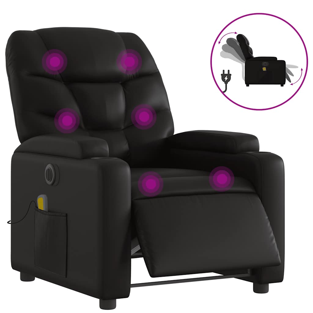 Vidaxl massagestoel verstelbaar elektrisch kunstleer zwart