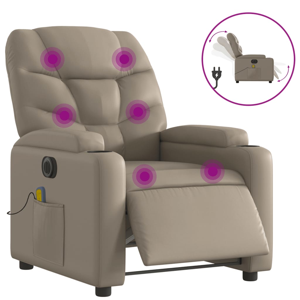 Vidaxl massagestoel verstelbaar elektrisch kunstleer cappuccinokleurig