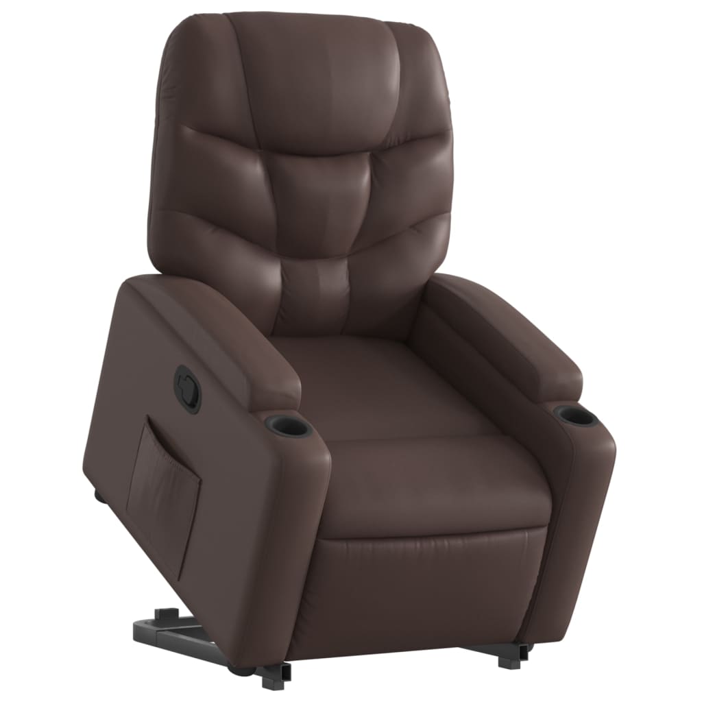 Vidaxl sta-op-fauteuil verstelbaar kunstleer bruin