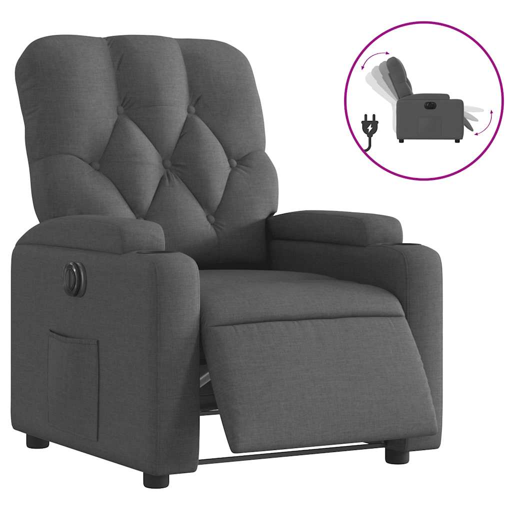 Vidaxl fauteuil elektrisch verstelbaar stof donkergrijs
