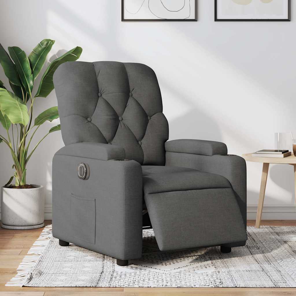 Vidaxl fauteuil elektrisch verstelbaar stof donkergrijs