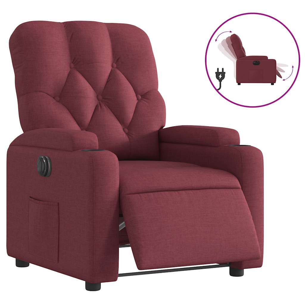 Vidaxl fauteuil verstelbaar elektrisch stof wijnrood