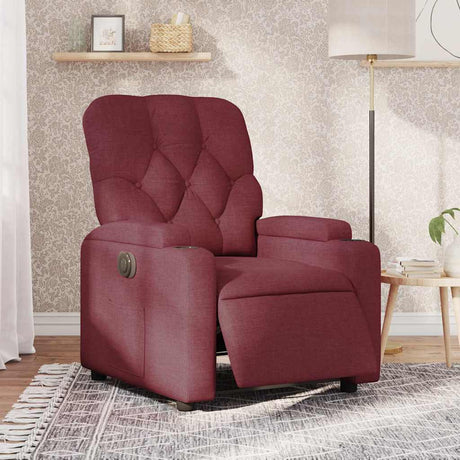 Vidaxl fauteuil verstelbaar elektrisch stof wijnrood