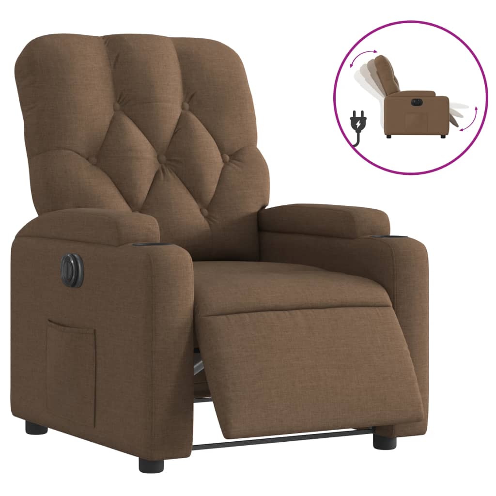 Vidaxl fauteuil verstelbaar elektrisch stof bruin