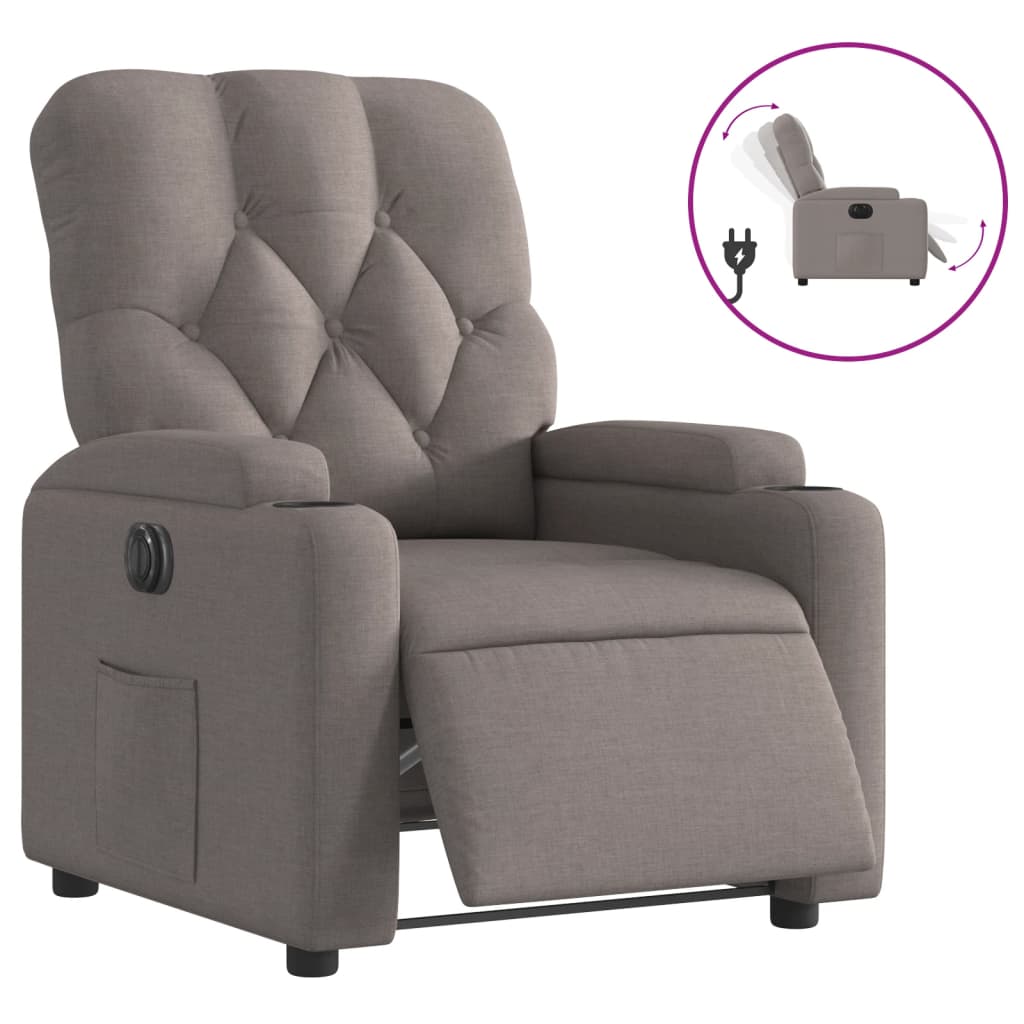 Vidaxl fauteuil verstelbaar elektrisch stof taupe