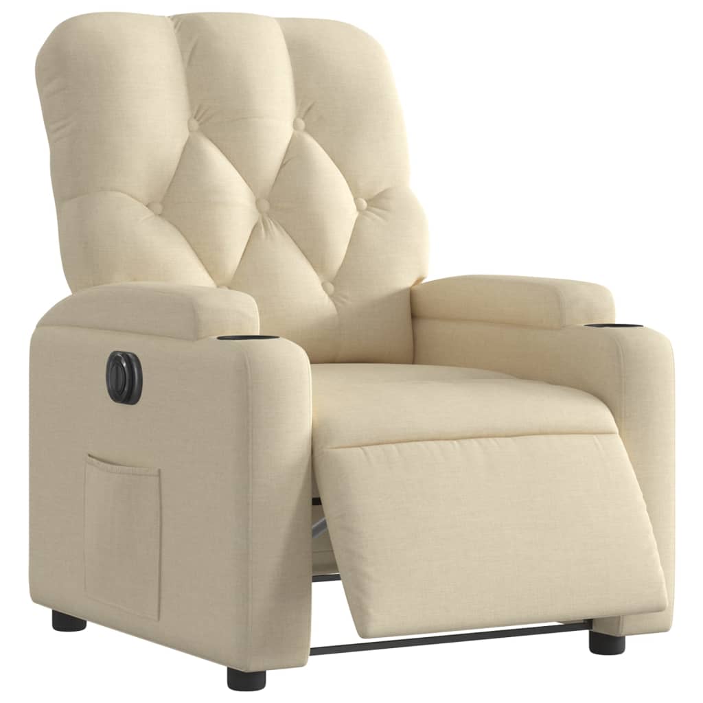 Vidaxl fauteuil verstelbaar elektrisch stof crèmekleurig