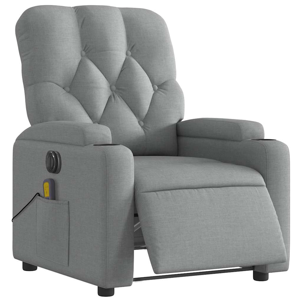 Vidaxl massagestoel elektrisch verstelbaar stof lichtgrijs