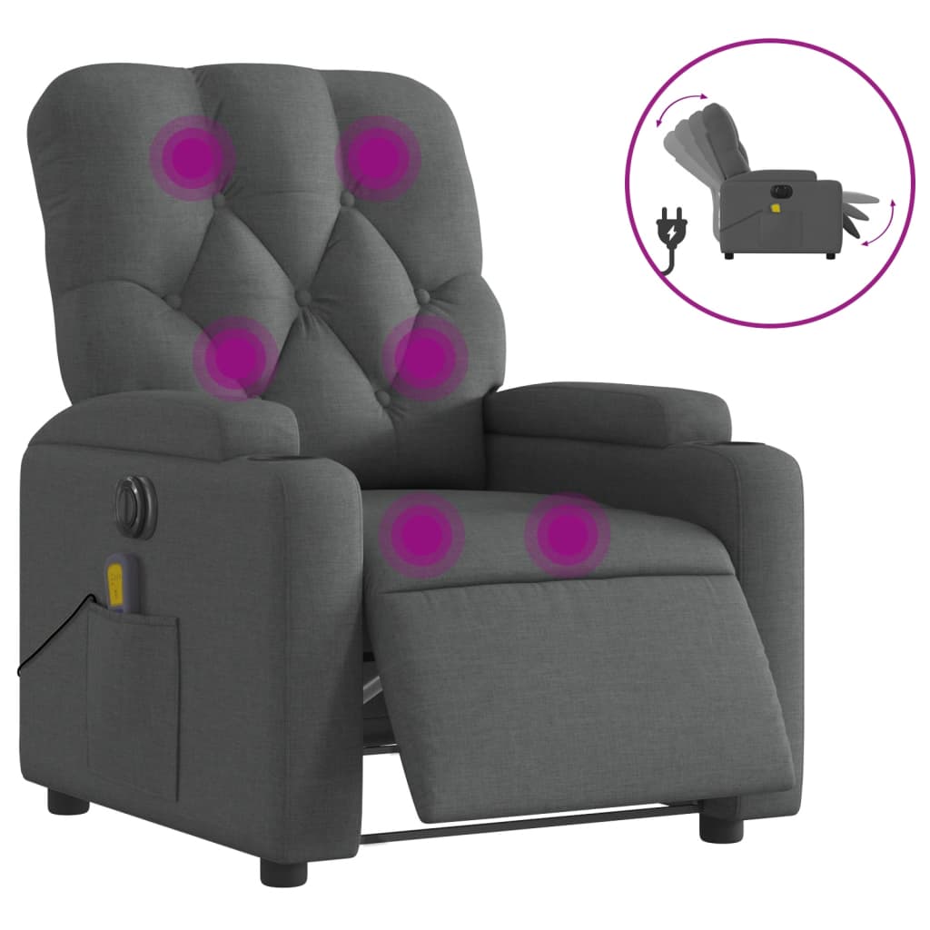 Vidaxl massagestoel elektrisch verstelbaar stof donkergrijs