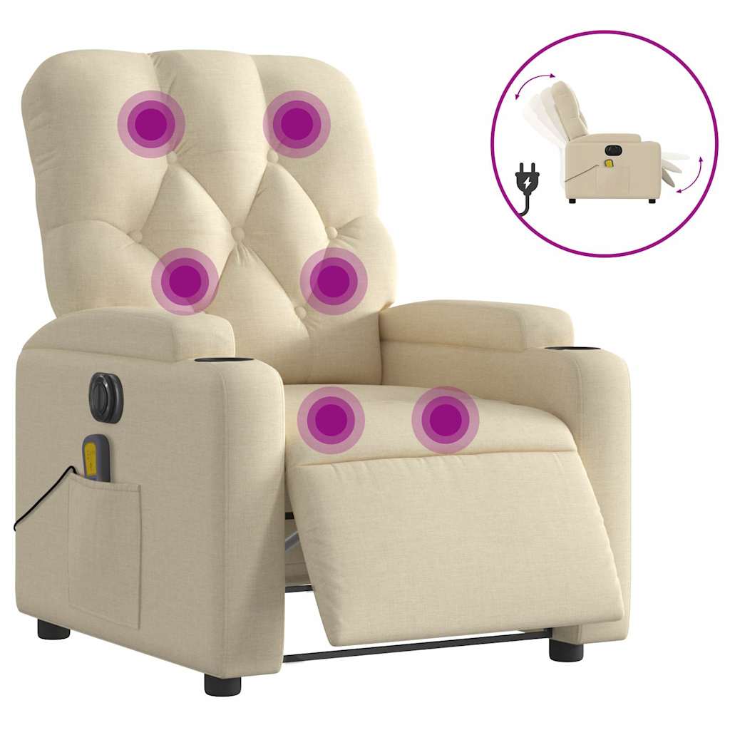 Vidaxl massagestoel elektrisch verstelbaar stof crèmekleurig
